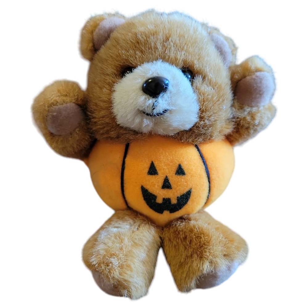 Vtg 88 Happiness Aid Halloween Pumpkin Bear Plush Stuffed Animal Toy Collector's